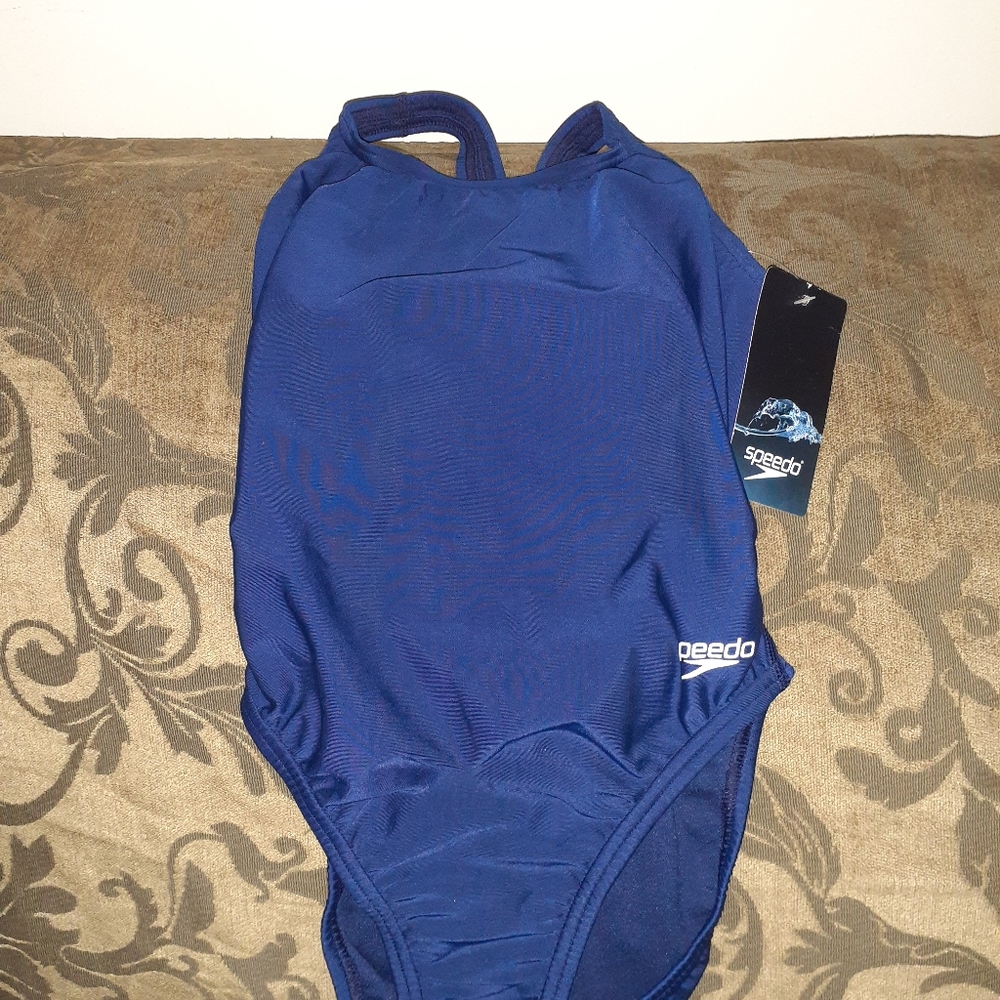 Youth Speedo Navy Blue One Piece Swimsuit